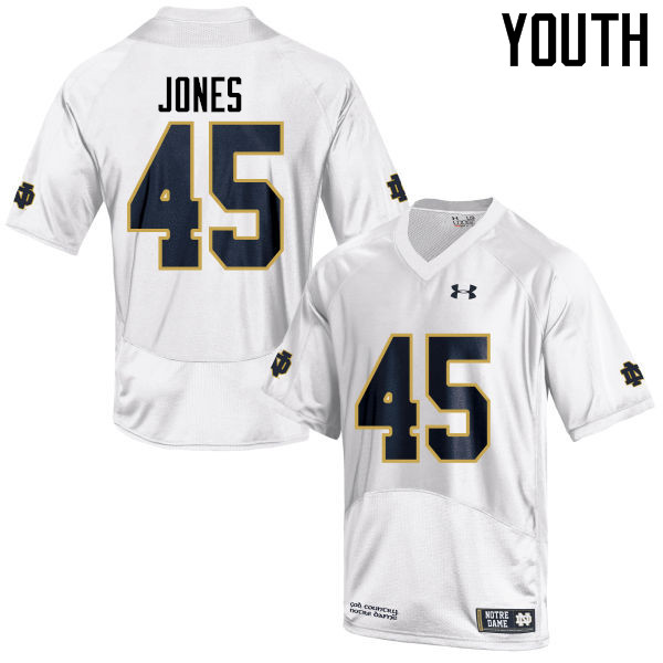 Youth NCAA Notre Dame Fighting Irish #45 Jonathan Jones Stitched College Under Armour Authentic White Football Jersey AJ10Q22YE